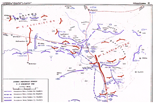 Η Εξέλιξη της Μάχης της Πίνδου 3-9 Νοεμβρίου 1940 μέσα από τον χάρτη