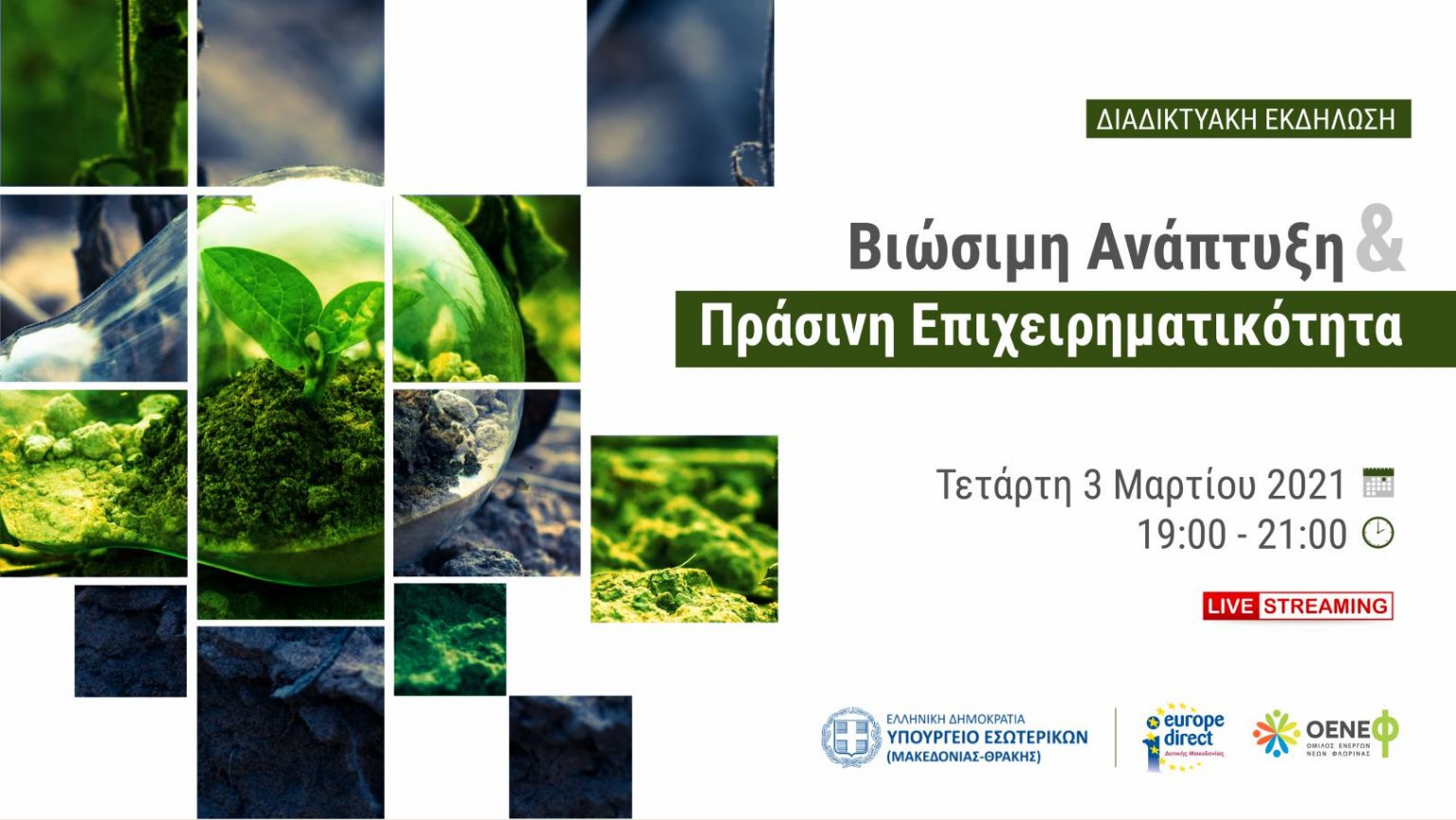 Διαδικτυακή εκδήλωση: Βιώσιμη ανάπτυξη και Πράσινη Επιχειρηματικότητα στη Δυτική Μακεδονία, την Τετάρτη 3 Μαρτίου