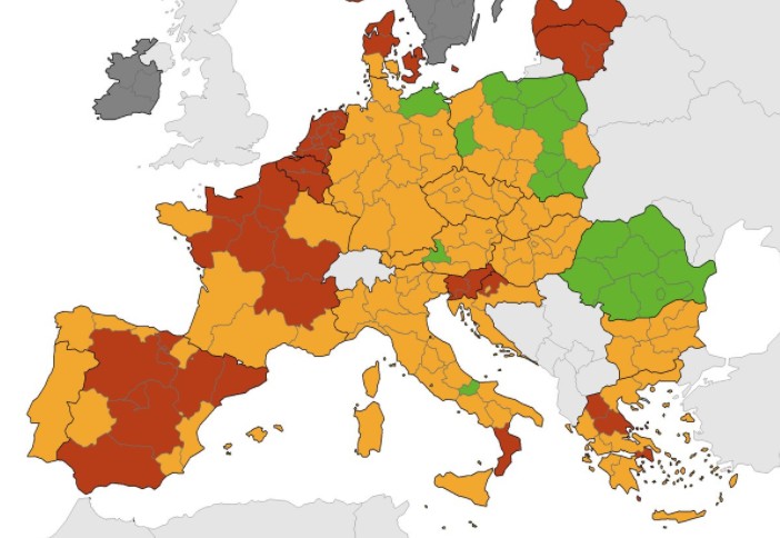 Οι χάρτες του ECDC επιβεβαιώνουν την βελτίωση της επιδημιολογικής εικόνας της Ελλάδας