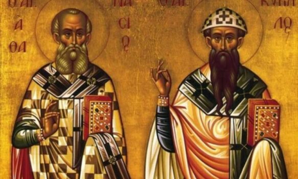 Σήμερα τιμάται η μνήμη των Αγίων Πατέρων ημών Αθανασίου και Κυρίλλου, πατριαρχών Αλεξανδρείας