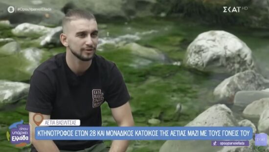 Ο 28χρονος που μαζί με τους γονείς του αποτελούν τους μοναδικούς κατοίκους της Αετιάς Βασιλίτσας